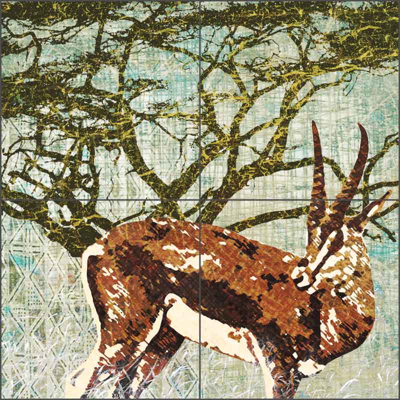 Wild Savannah - Gazelle by Aurelia Manouvrier Ceramic Tile Mural - CCI-AM-WS10