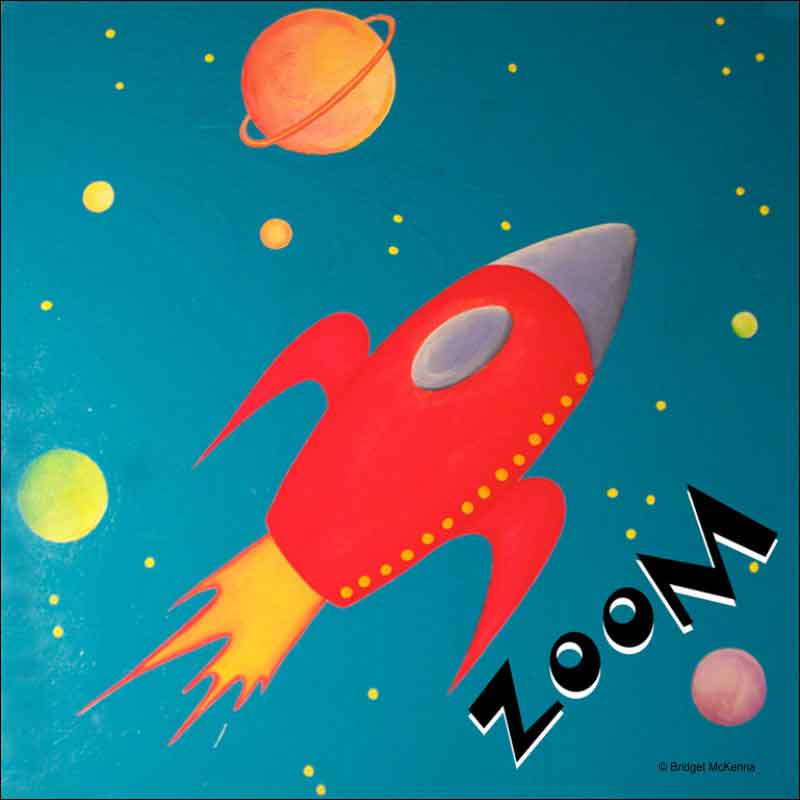 Rocketship by Bridget McKenna Ceramic Accent & Decor Tile - CCI-BRI070AT