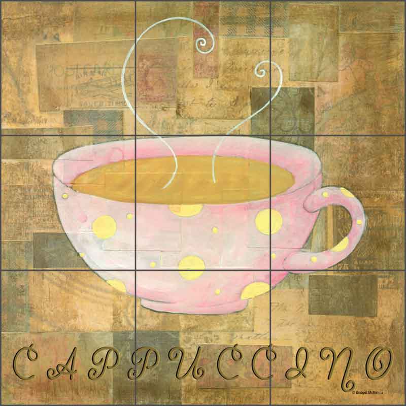 Hot Drinks: Cappuccino by Bridget McKenna Ceramic Tile Mural - CCI-BRI078