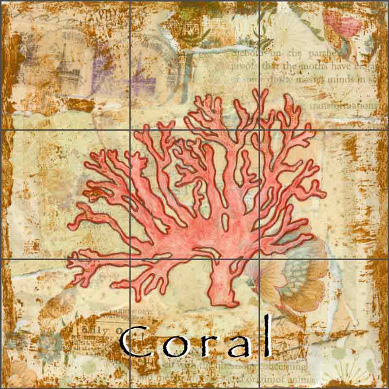 Sea Life: Coral by Bridget McKenna Ceramic Tile Mural - CCI-BRI252