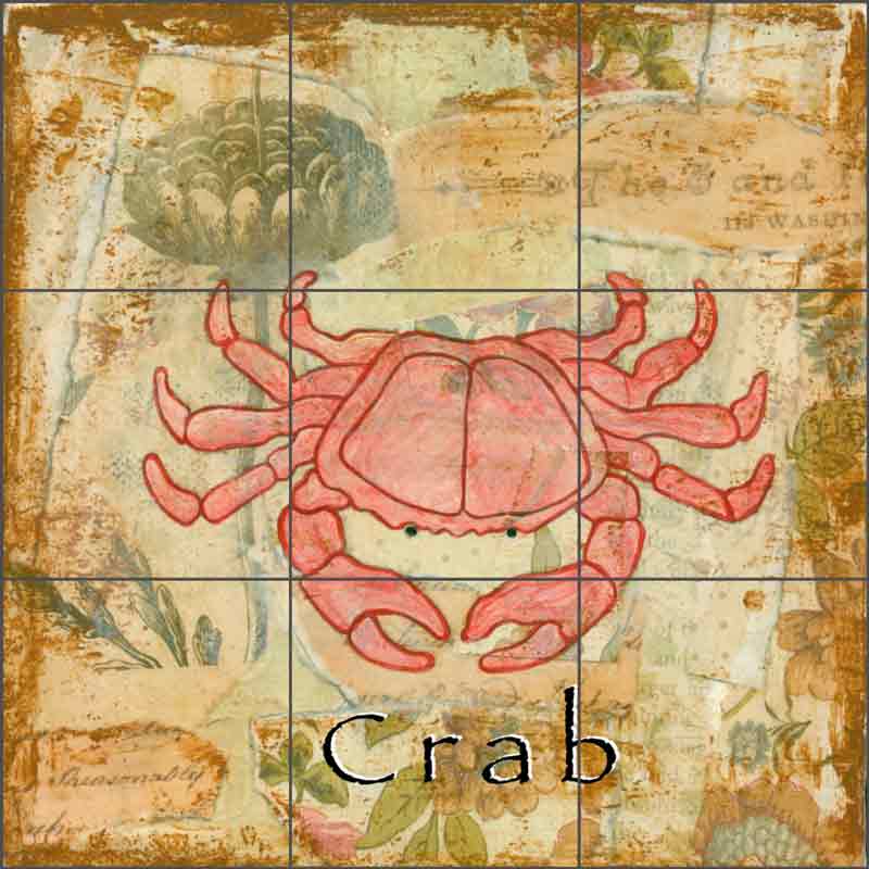 Sea Life: Crab by Bridget McKenna Ceramic Tile Mural - CCI-BRI253