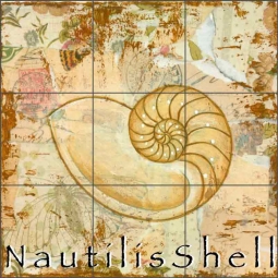 Sea Life: Nautilus Shell by Bridget McKenna Ceramic Tile Mural - CCI-BRI256