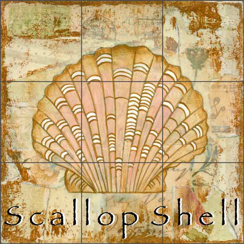 Sea Life: Scallop Shell by Bridget McKenna Ceramic Tile Mural - CCI-BRI258