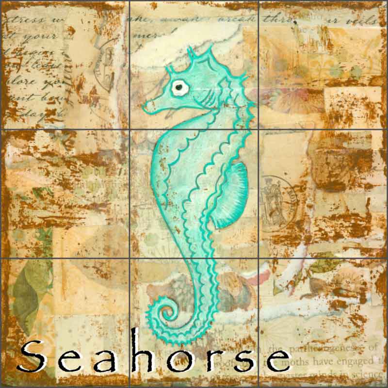 Sea Life: Seahorse by Bridget McKenna Ceramic Tile Mural - CCI-BRI260
