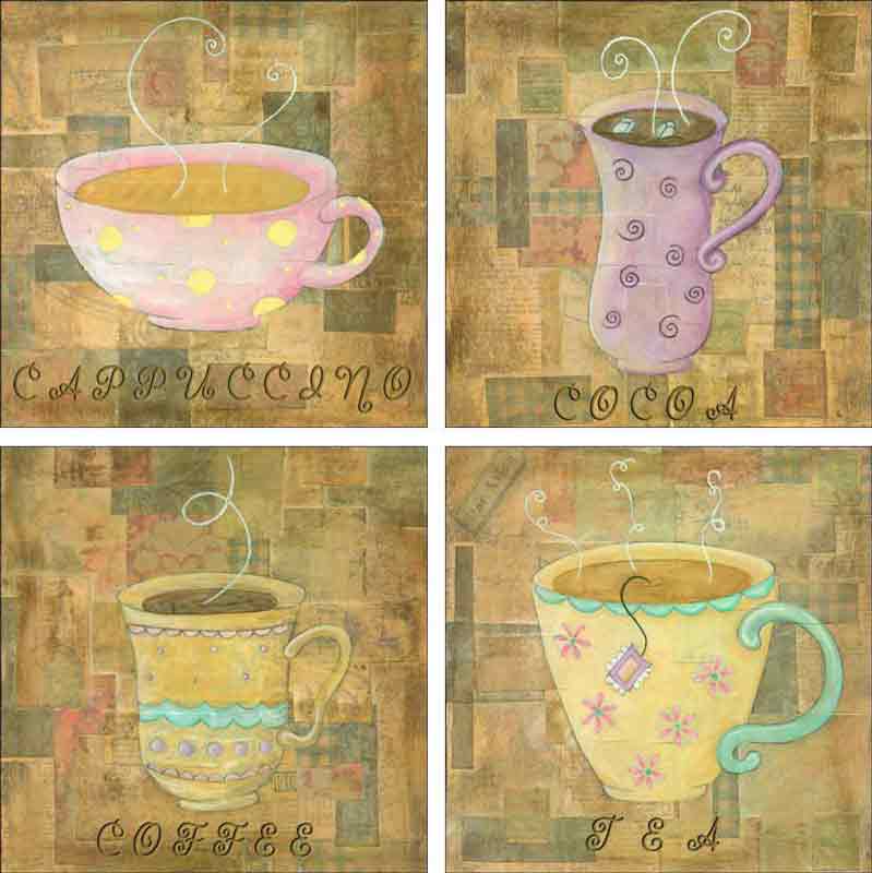 Hot Drinks by Bridget McKenna Ceramic Accent & Decor Tile Set - CCI-BRIATSet1