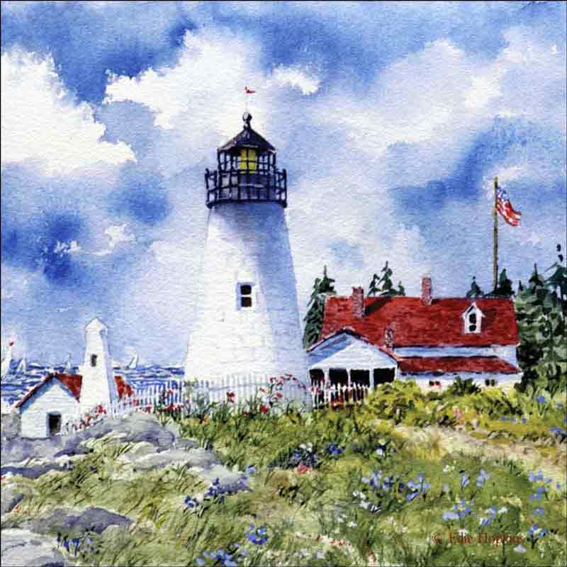 Pemaquid Point Light by Edie Hopkins Floor Tile Art CCI-EH106