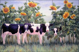 In Sunflowers by Linda Elliott Ceramic Tile Mural - CCI-LE17b