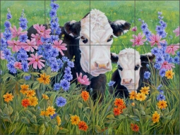Pasture's Edge by Linda Elliott Ceramic Tile Mural - CCI-LE198