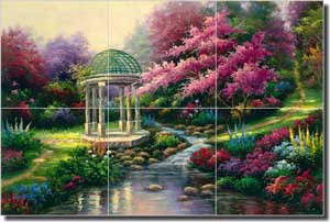 Ching Garden Landscape Ceramic Tile Mural 18" x 12" - CHC067