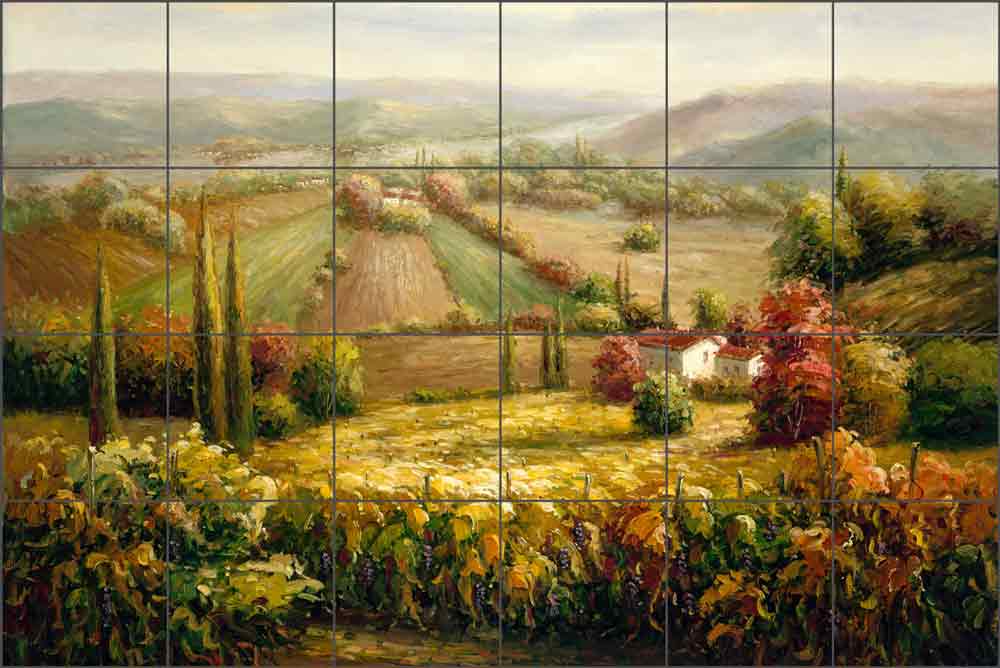 Golden Landscape by C. H. Ching Ceramic Tile Mural - CHC068