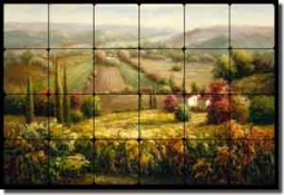 Ching Tuscan Vineyard Tumbled Marble Tile Mural 24" x 16" - CHC068