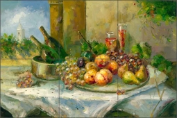 Fruit and Wine by C. H. Ching Ceramic Tile Mural - CHC070