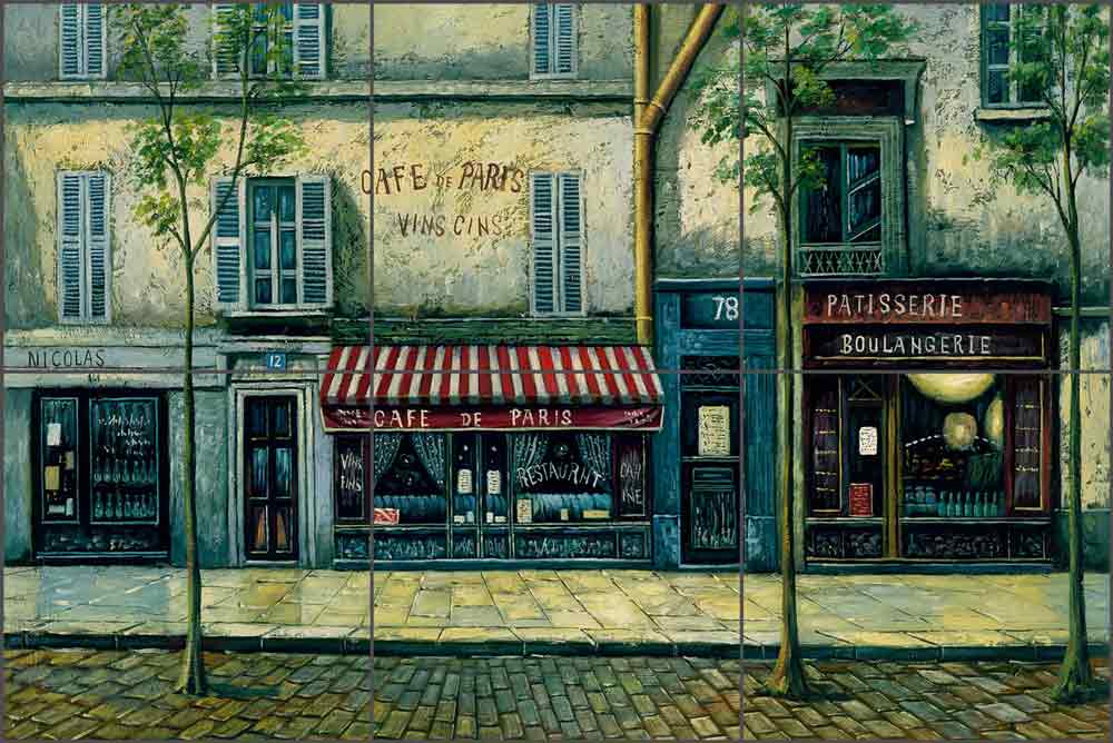 Cafe de Paris by C. H. Ching Ceramic Tile Mural CHC072
