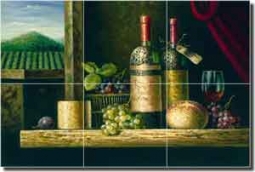 Ching Wine Grape Glass Tile Mural 18" x 12" - CHC075