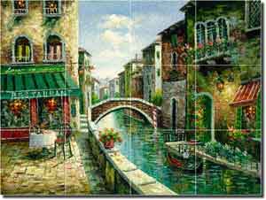 Ching Cafe Canal Glass Tile Mural 24" x 18" - CHC080