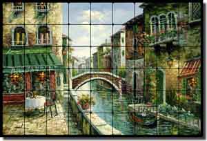 Ching Cafe Canal Tumbled MarbleTile Mural 36" x 24" - 4" - CHC080