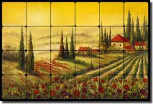 Ching Tuscan Vineyard Tumbled Marble Tile Mural 24" x 16" - CHC088