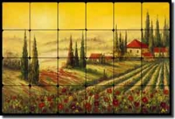 Ching Tuscan Vineyard Tumbled Marble Tile Mural 24" x 16" - CHC088