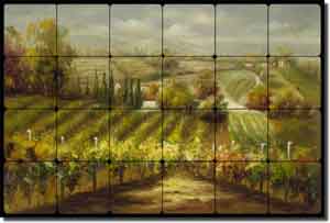 Ching Tuscan Vineyard Tumbled Marble Tile Mural 24" x 16" - CHC089