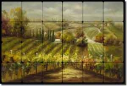 Ching Tuscan Vineyard Tumbled Marble Tile Mural 24" x 16" - CHC089