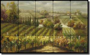 Ching Tuscan Vineyard Tumbled Marble Tile Mural 30" x 18" - CHC089