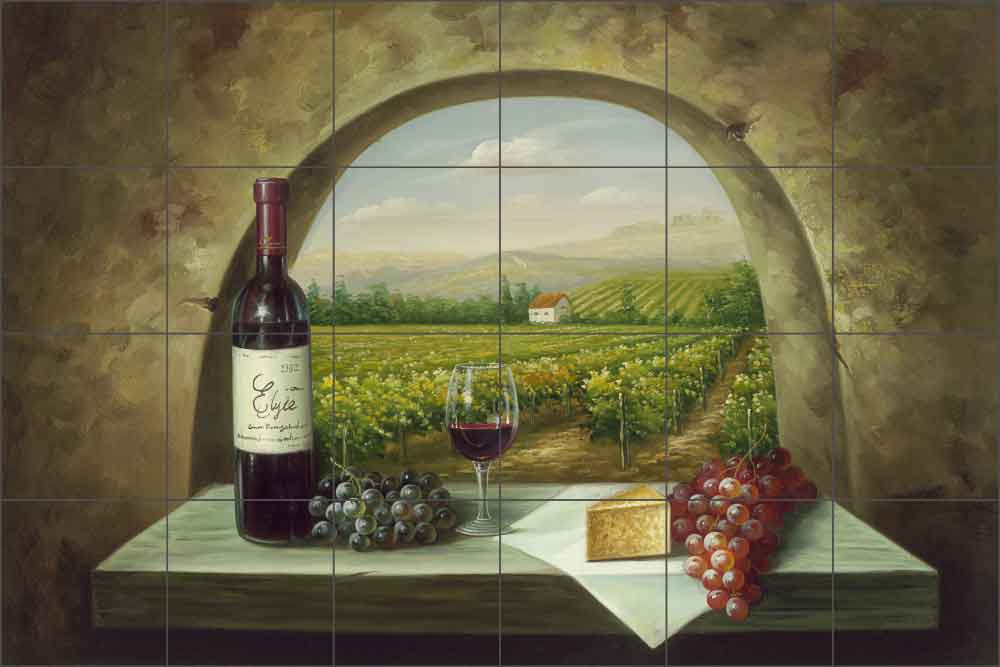 Vineyard View by C. H. Ching Ceramic Tile Mural - CHC090