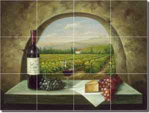 Ching Tuscan Vineyard Glass Tile Mural 24" x 18" - CHC090