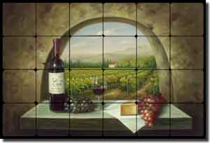 Ching Tuscan Vineyard Tumbled Marble Tile Mural 24" x 16" - CHC090