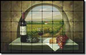 Ching Tuscan Vineyard Tumbled Marble Tile Mural 32" x 20" - CHC090
