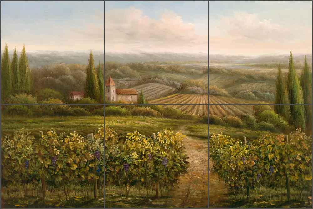 Vineyard Countryside by C. H. Ching Ceramic Tile Mural - CHC096