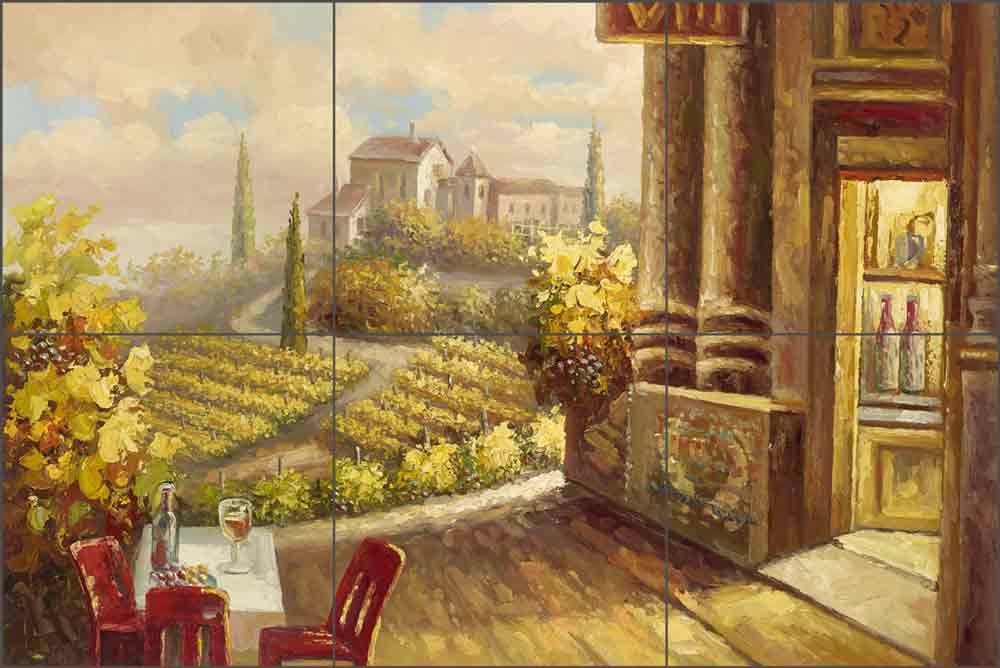 Vineyard Cafe by C. H. Ching Ceramic Tile Mural CHC099