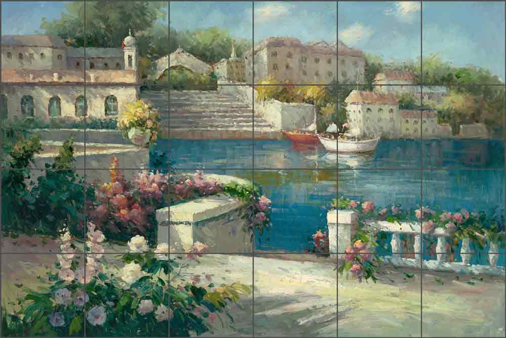 Village Bay by C. H. Ching Ceramic Tile Mural - CHC100