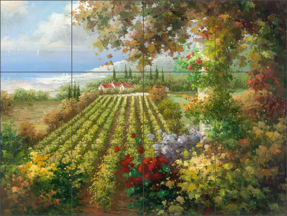 Seaside Vineyard by C. H. Ching Ceramic Tile Mural - CHC101