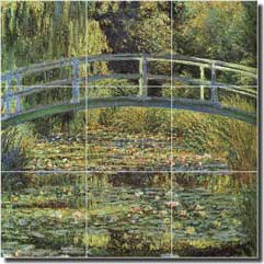 Monet Water Lily Ceramic Tile Mural 18" x 18" - COM001