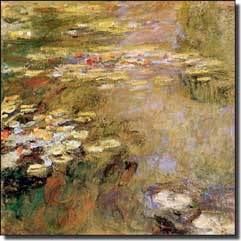 Monet Water Lily Ceramic Accent Tile 4.25" x 4.25" - COM014AT1