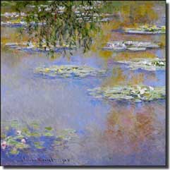 Monet Water Lily Ceramic Accent Tile 4.25" x 4.25" - COM018AT