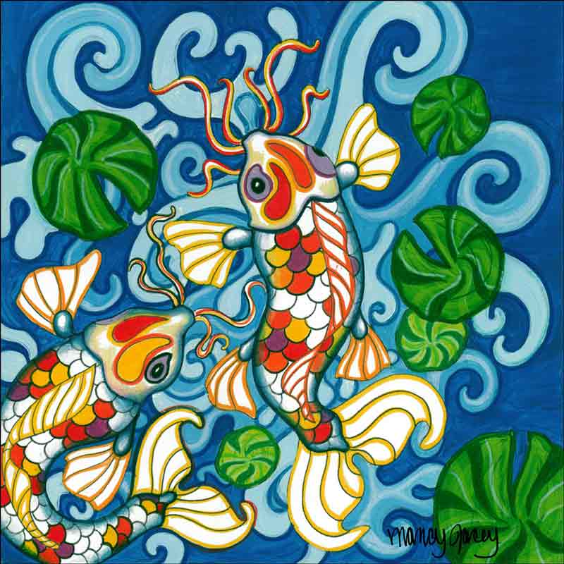 Koi 1 by Nancy Jacey Ceramic Accent & Decor Tile CPA-NJ11029-1AT