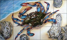 Blue Crab by Nancy Jacey Ceramic Tile Mural CPA-NJ15060