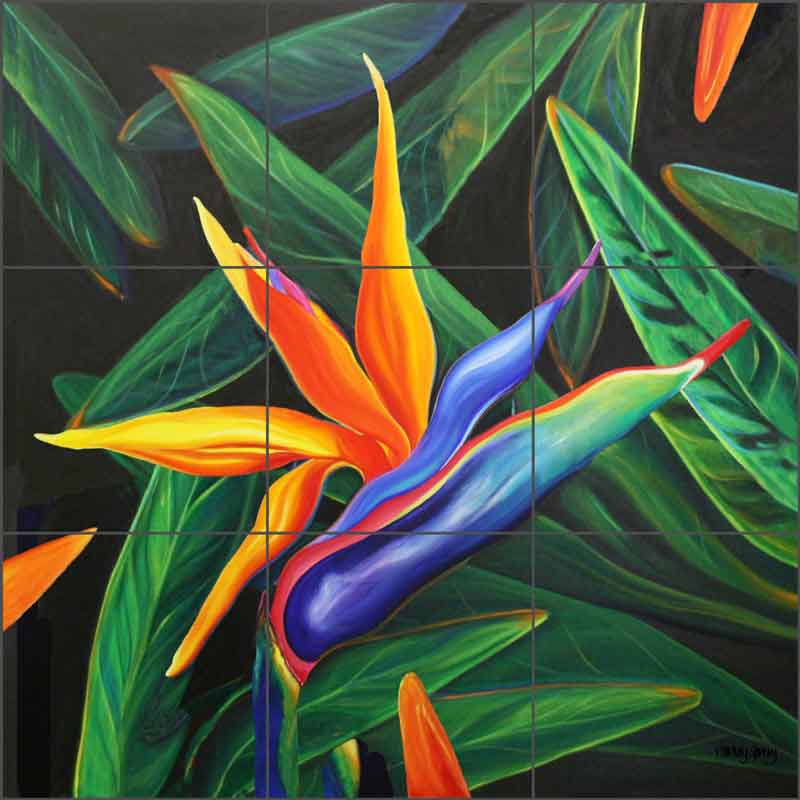 Bird of Paradise by Nancy Jacey Ceramic Tile Mural - CPA-NJ17068