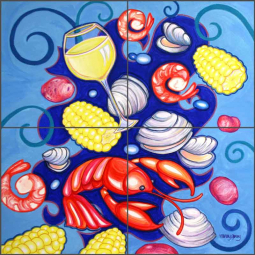 Clam Bake by Nancy Jacey Ceramic Tile Mural CPA-NJ17069