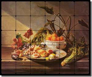 de Noter Fruit Vegetable Tumbled Marble Tile Mural 24" x 20" - DEJN002
