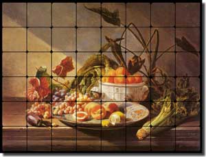 de Noter Fruit Vegetable Tumbled Marble Tile Mural 32" x 24" - DEJN002
