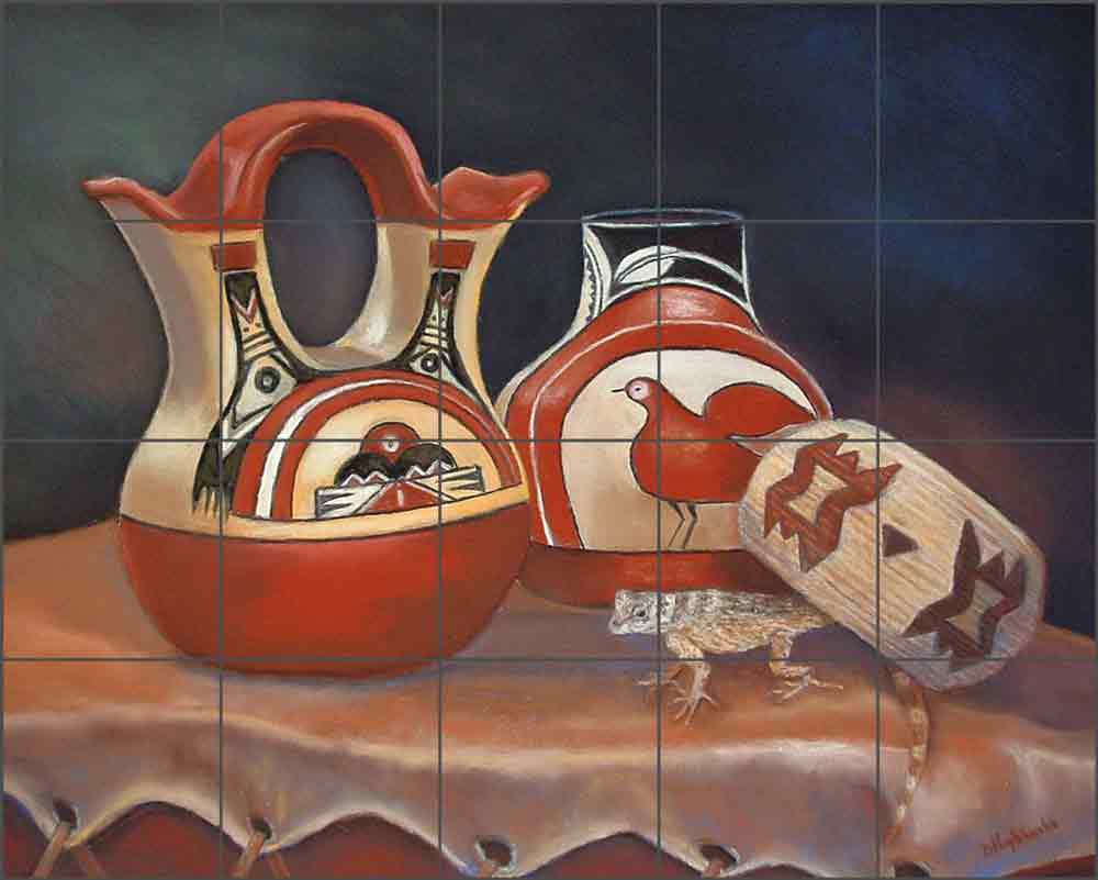 Still Life with Lizard by Debbie Hughbanks Ceramic Tile Mural DHA013