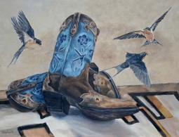 Boots and Birds by Debbie Hughbanks Accent & Decor Tile DHA052AT