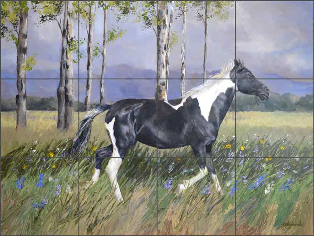 Running Free by Debbie Hughbanks Ceramic Tile Mural DHA080