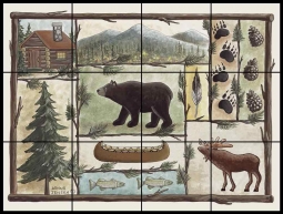 Cabin Fever by Donna Jensen Travertine Tile Mural DJ002