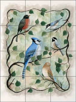 Birds of a Feather by Donna Jensen Ceramic Tile Mural DJ010