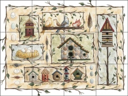 Birdhouse Sampler by Donna Jensen Ceramic Tile Mural DJ012