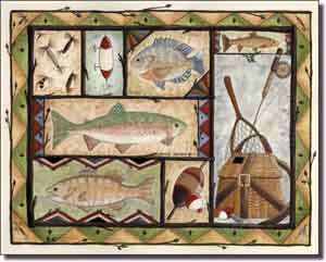 Jensen Fishing Lodge Art Ceramic Accent Tile 10" x 8" - DJ017