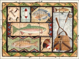 Fishing Fun by Donna Jensen Ceramic Tile Mural DJ017